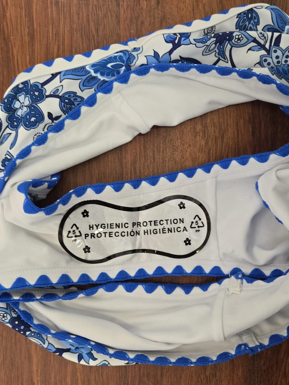 Blue Floral High-Waist Two-Piece Swim Set Size Large NWOT